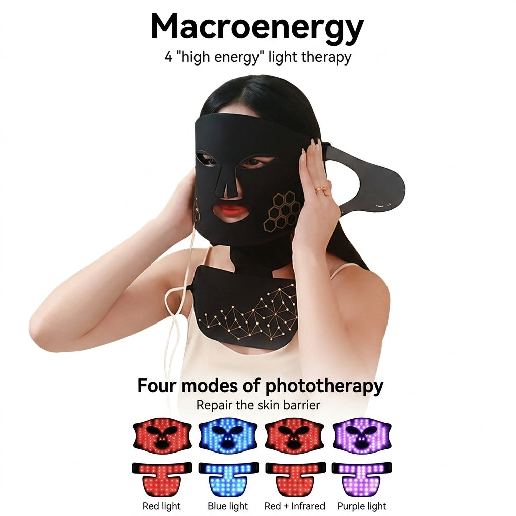ManiHalo 3-Color LED Light Therapy Face & Neck Mask