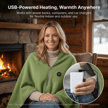 Heated Shawl Blanket - 8-Zone USB Heating, Portable, Office & Camping