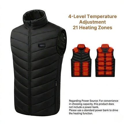 Heated Vest - Unisex, 3-Mode USB Powered Carbon Fiber, Windproof & Lightweight