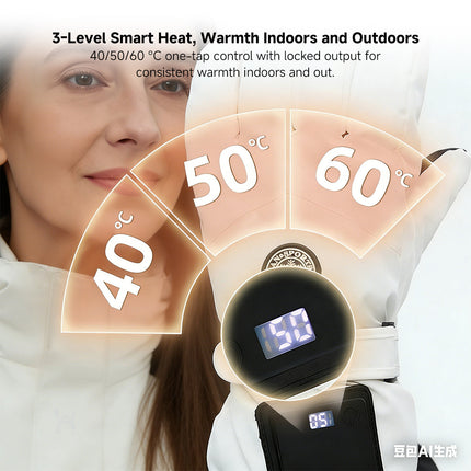 Rechargeable Touchscreen Heated Gloves - 1200mAh, 3 Heat Modes
