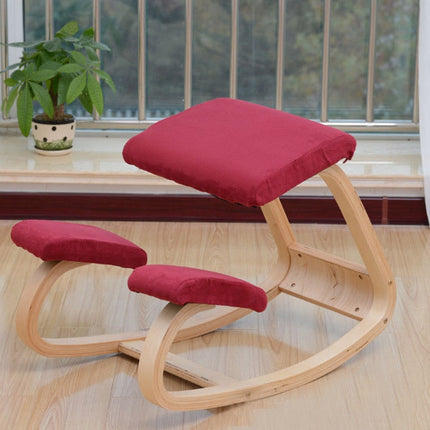 Ergonomic Kneeling Chair - Cushioned Knee Pads, Rocking Base, Wood Frame