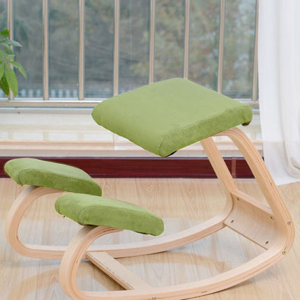 Ergonomic Kneeling Chair - Cushioned Knee Pads, Rocking Base, Wood Frame