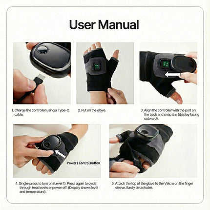 Adjustable USB Powered Palm Heated Gloves - Cycling & Home Office, Quick Heat