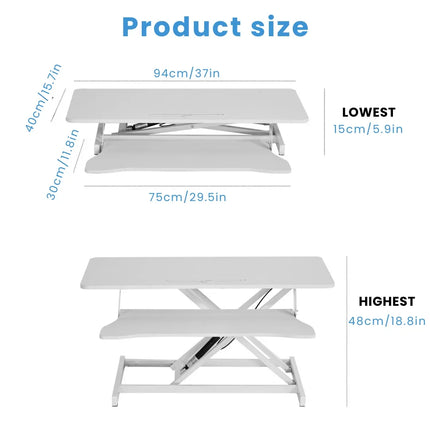 37” Ergonomic Standing Desk Riser - Tool-Free, Dual-Tier, X-Frame Lift