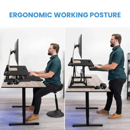 37” Ergonomic Standing Desk Riser - Tool-Free, Dual-Tier, X-Frame Lift