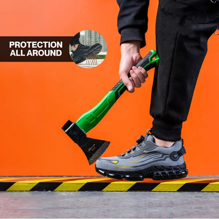 Men's Orthopedic Protective Steel Toe Sneakers with Self-Tying Laces