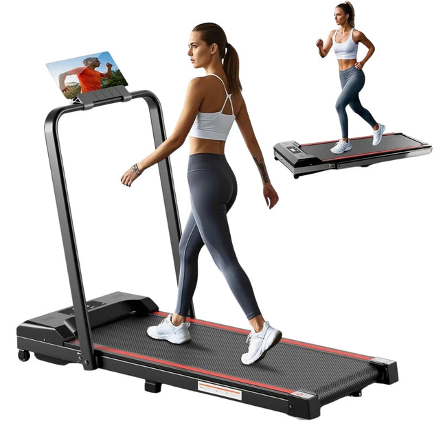 Walking Pad with Handle Bar - Foldable, Dual-Mode, Under-Desk Treadmill