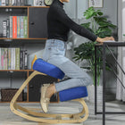 Ergonomic Kneeling Chair - Cushioned Knee Pads, Rocking Base, Wood Frame