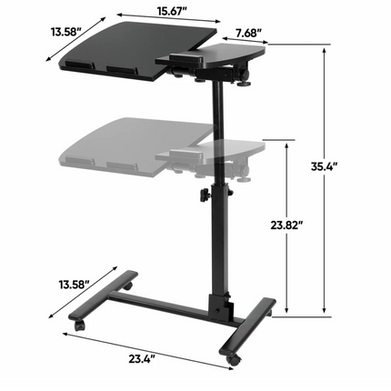 Rolling Laptop Table - Height-Adjustable, Locking Wheels, Sleek Design