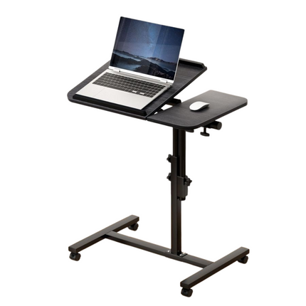 Rolling Laptop Table - Height-Adjustable, Locking Wheels, Sleek Design