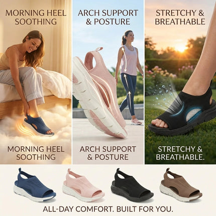 Women's Ergonomic Walking Sandals - Wide Fit Arch Support Cushioned Comfort