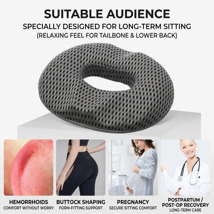 Ergonomic Memory Foam Seat Cushion - Tailbone & Sciatic Relief