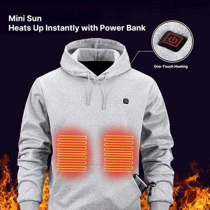 Heated Hoodie for Men - USB Powered, 3 Heat Levels, Chest & Back Warmth