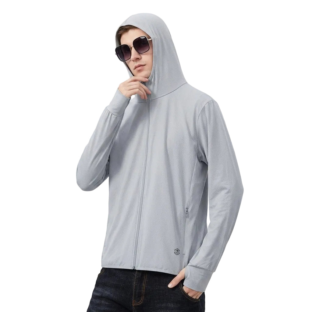 Sun Crush！UV hoody アイスグレー|シルバー|zipper| Sunscreen Apparel