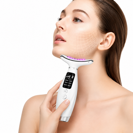 7-Color LED Face & Neck Sonic Massager - Sonic Cleansing, Lifting & Firming