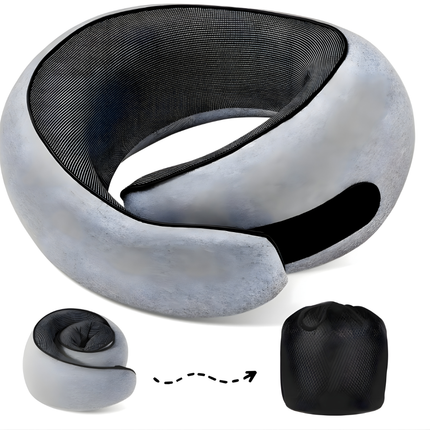Memory Foam Travel Neck Pillow - Contoured Support, Breathable Fabric