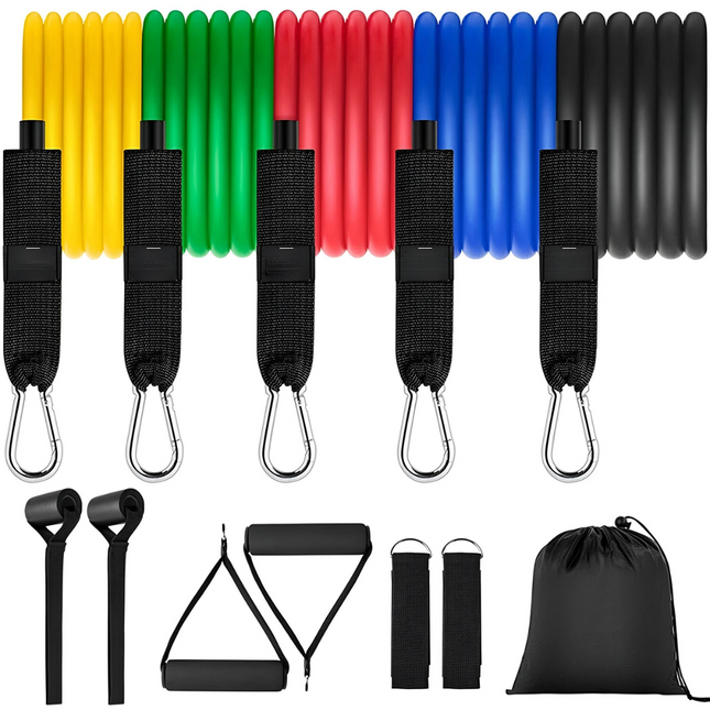 11PC Resistance Bands Set - Adjustable, Full-Body Training
