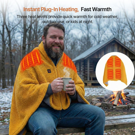 Heated Throw Blanket - USB Powered, 3-Speed Warmth, Sherpa Fleece