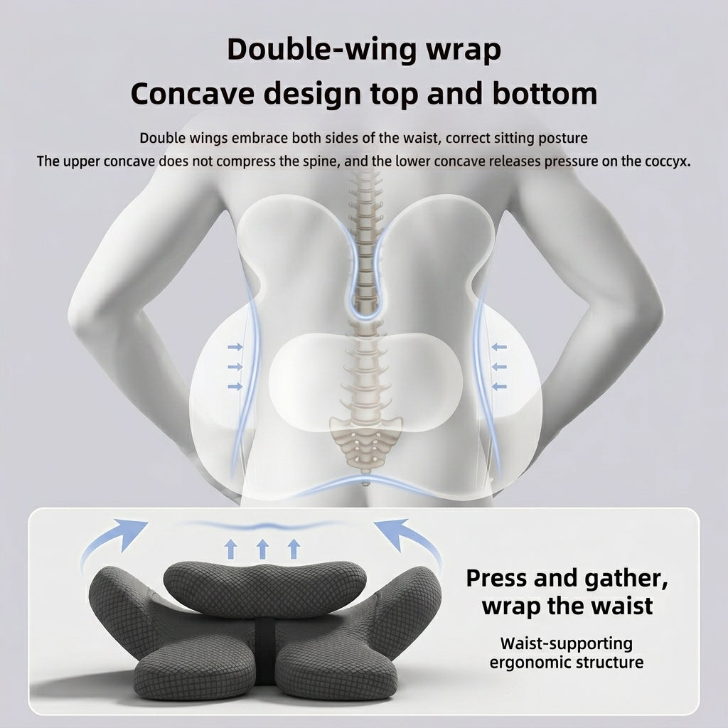ManiCurve Ergonomic Memory Foam Lumbar Pillow & Seat Cushion Set