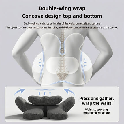 Ergonomic Memory Foam Lumbar Pillow & Seat Cushion Set - Matching Support Set