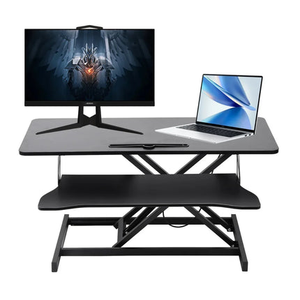 37” Ergonomic Standing Desk Riser - Tool-Free, Dual-Tier, X-Frame Lift