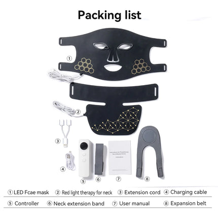 3-Color LED Light Face & Neck Mask - 4-in-1 Silicone Photon Therapy
