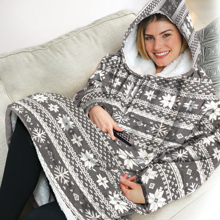 Oversized Wearable Blanket Hoodie - Hooded, Pocket, Loungewear for All