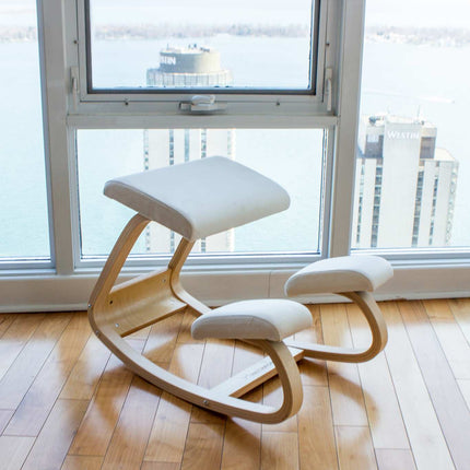 Ergonomic Kneeling Chair - Cushioned Knee Pads, Rocking Base, Wood Frame