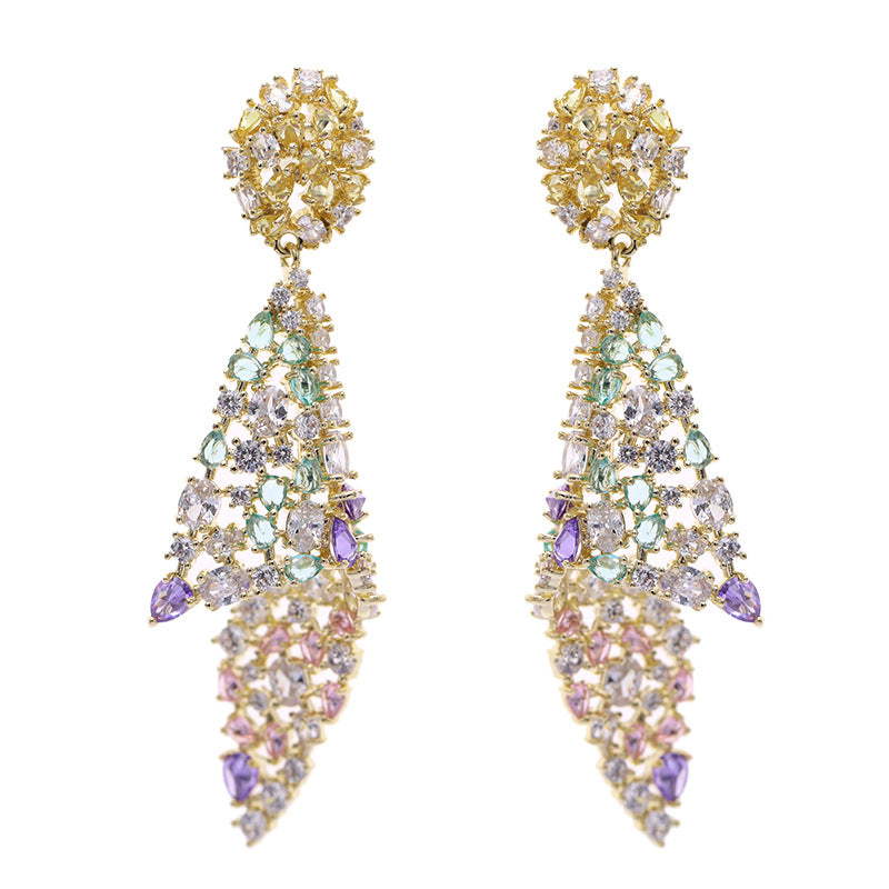 Silk Colored Zircon Pedant Earrings