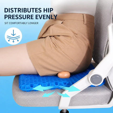 Cooling Gel Seat Cushion - Honeycomb Airflow, All-Day Pressure Relief