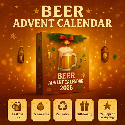 Beer Bottle Advent Calendar - 24 Resin Christmas Ornaments, Alcohol-Free