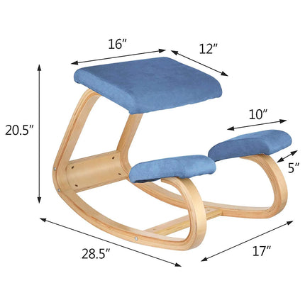 Ergonomic Kneeling Chair - Cushioned Knee Pads, Rocking Base, Wood Frame