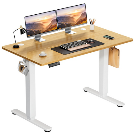 Electric Adjustable Standing Desk - Push-Button Height Adjust, Steel Frame