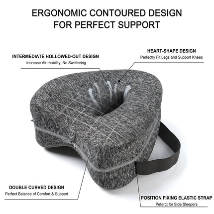 Contoured Memory Foam Leg Pillow - Side Sleeper Knee & Calf Support Cushion