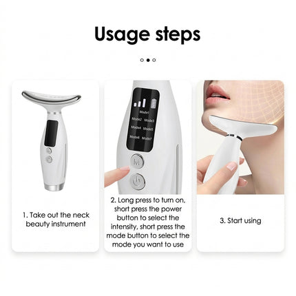7-Color LED Face & Neck Sonic Massager - Sonic Cleansing, Lifting & Firming