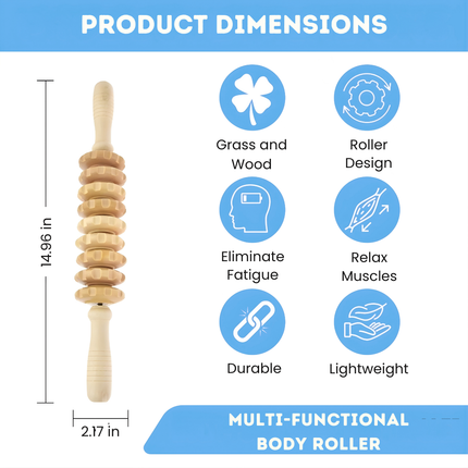 Wooden Fascia Massage Roller - Myofascial Release, Muscle Recovery Tool