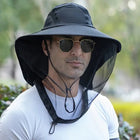 Wide Brim Anti-Mosquito Sun Hat - UV Protection Hat with Detachable Face Mask