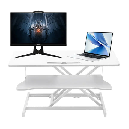 37” Ergonomic Standing Desk Riser - Tool-Free, Dual-Tier, X-Frame Lift