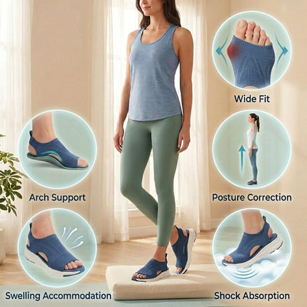 Women's Ergonomic Walking Sandals - Wide Fit Arch Support Cushioned Comfort