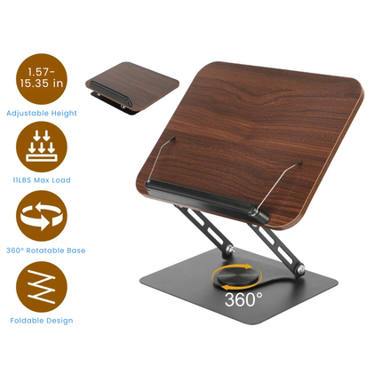 360° Foldable Reading Stand - Adjustable, Swivel Base, Portable Design