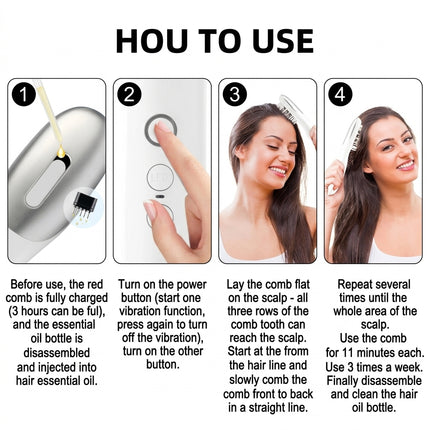 Deluxe Electric Massage Comb with Oil Dispenser - Sonic Scalp Massager