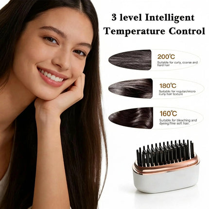 2-in-1 Mini Hair Straightener & Styling Comb - Anti-Scald Travel Design