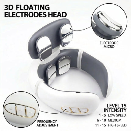 Electric Neck Massager - 8-Node TENS & EMS Pulse Relief with Heat