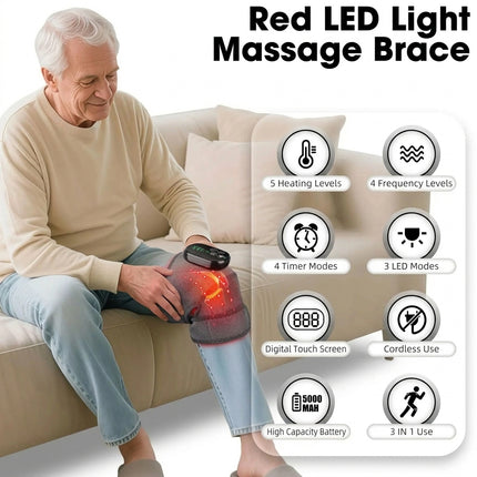 3-in-1 Heated & Red Light Joint Wrap Massager - 44-LED Joint Therapy