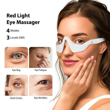 Hands-Free EMS & Red Light 3D Eye Massager - 4 Modes, 3 EMS Intensities