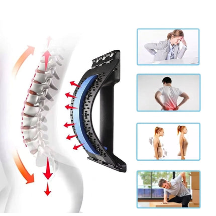 Multi-Level Lumbar Stretcher & Back Massager Cushion - Posture Support Board