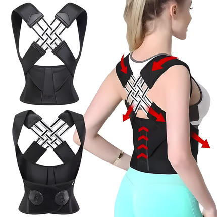 Back Brace for Better Posture - Cross-Strap Design, Breathable Support