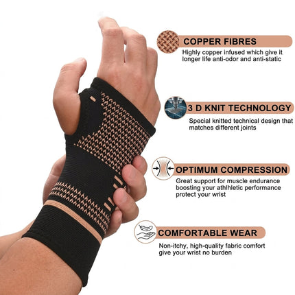 Wrist Support Band - High-Elastic Curved Compression Wrap, 1 Pair