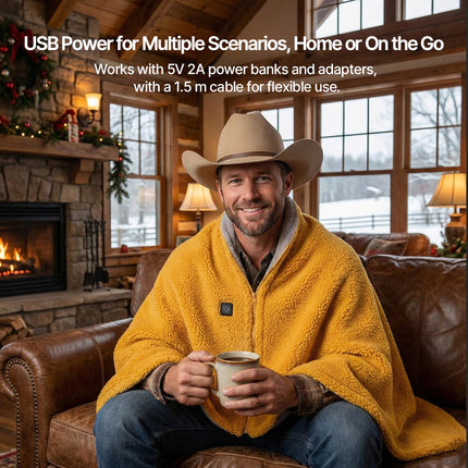 Heated Throw Blanket - USB Powered, 3-Speed Warmth, Sherpa Fleece