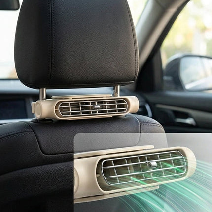 Car Headrest Cooling Fan - Dual-Turbine 3-Speed Backseat Cooler